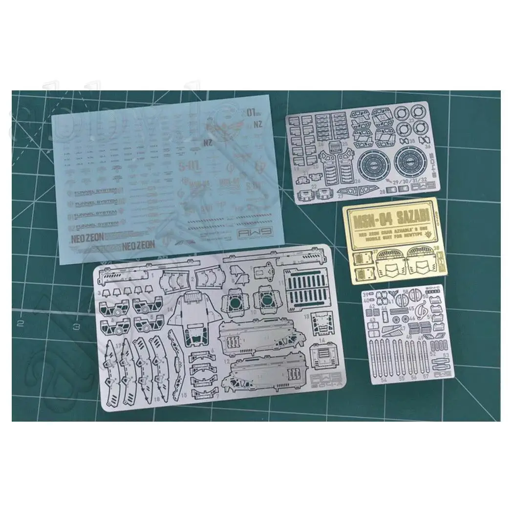 for RG 1/144 MSN-04 Sazabi AW9 Madworks Metal Detail Dress up Add-on Parts Photo-etched Sheet S04 w/ Water Slide Decal Sticker