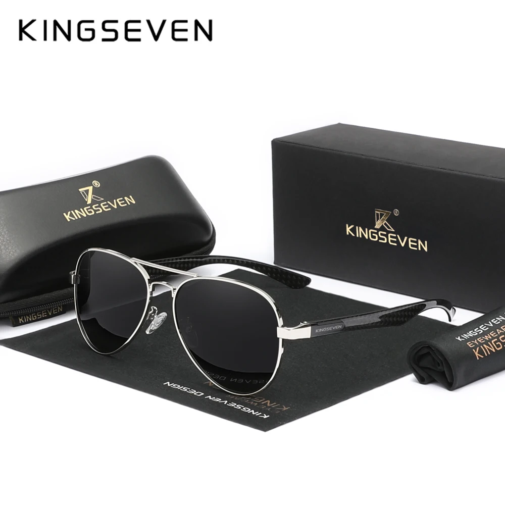 Поляризованные модные мужские солнцезащитные очки KINGSEVEN Pilot Style UV400, поликарбонатные линзы TR-90