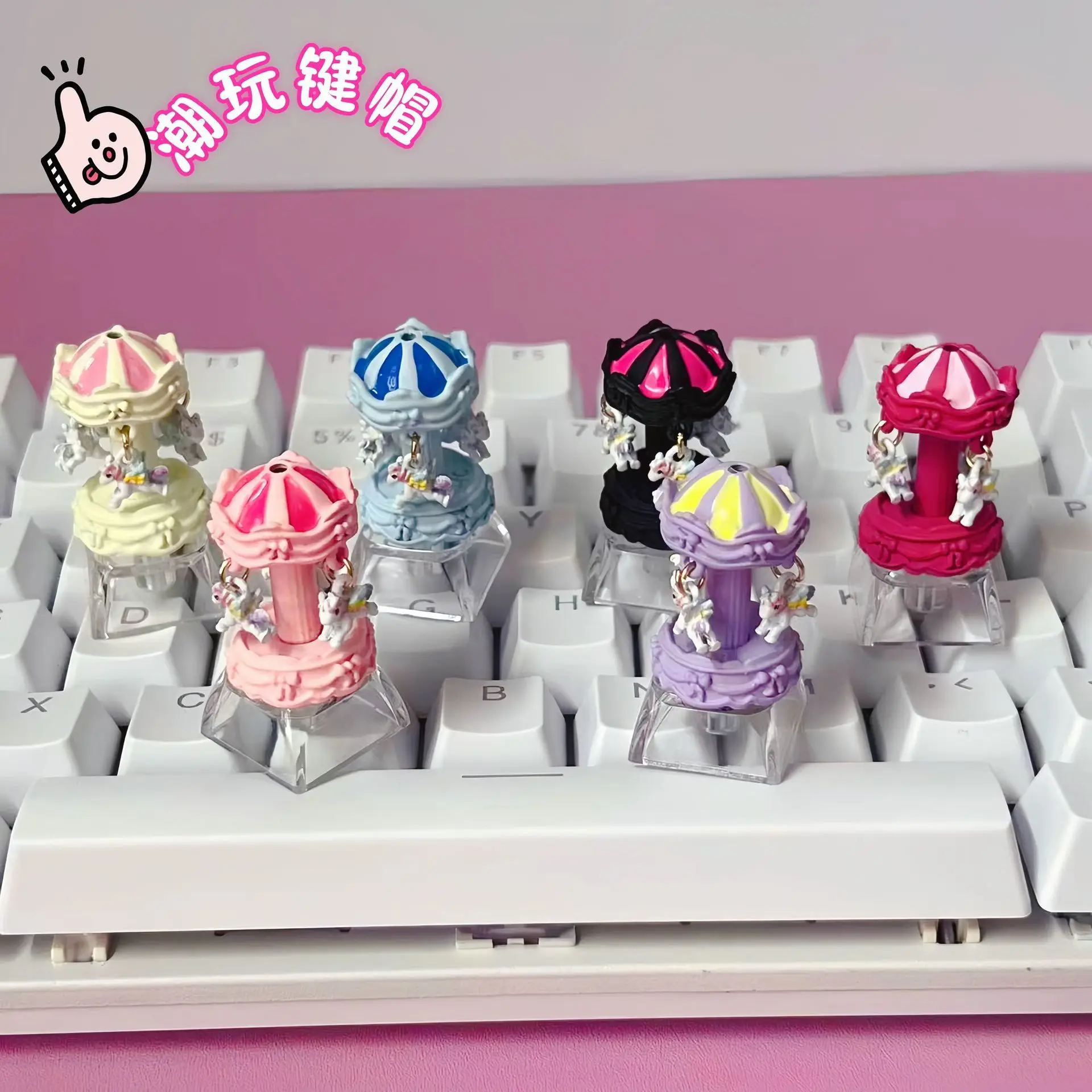 Carousel ESC keycaps dynamic cute wind will turn hand paint creative DIY keycaps keyboard accessories
