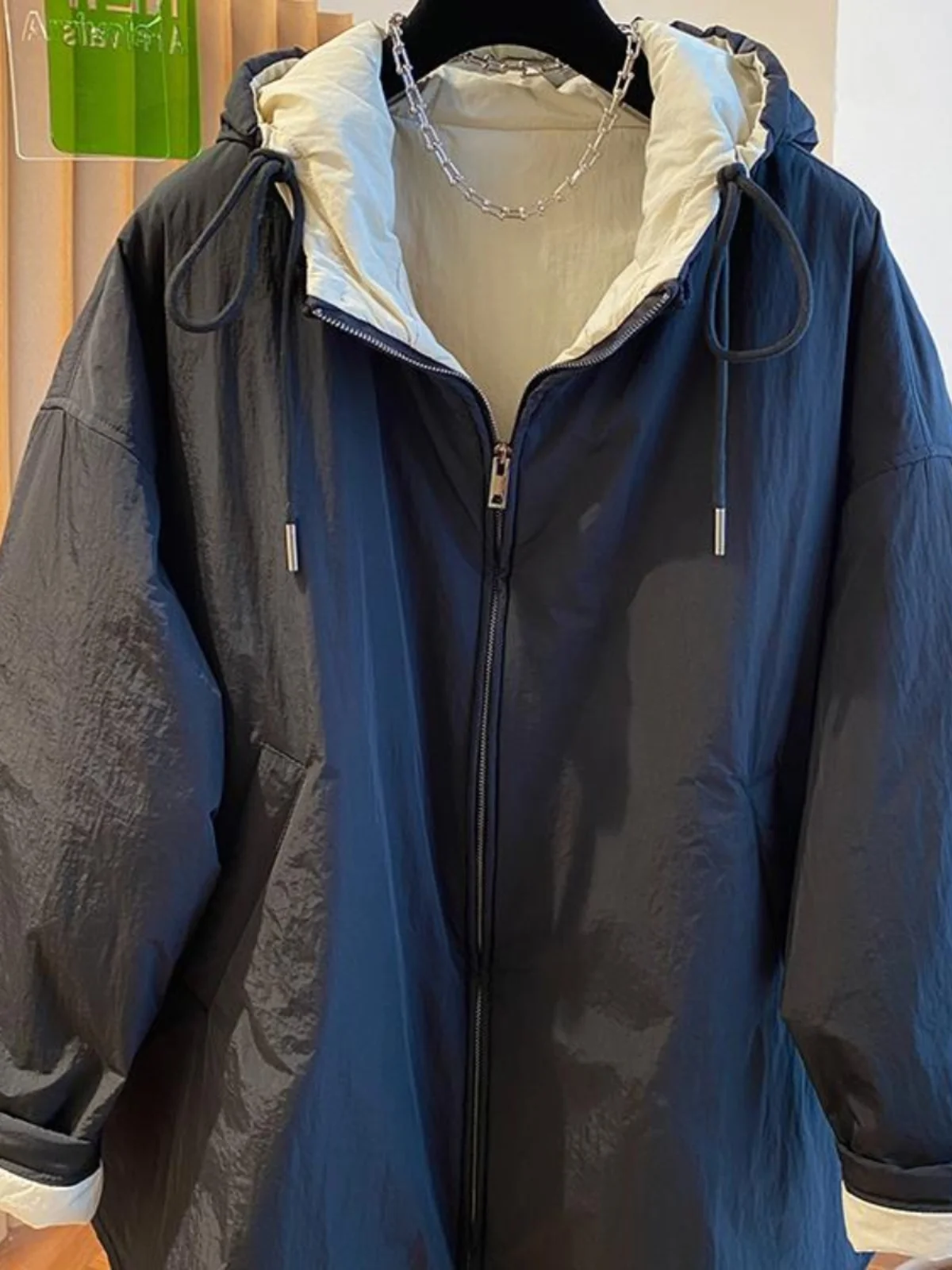 Casaco feminino de algodão leve Jaet de comprimento médio solto casual quente acolchoado de algodão com capuz e zíper Sle Long Sve Commute Fri...