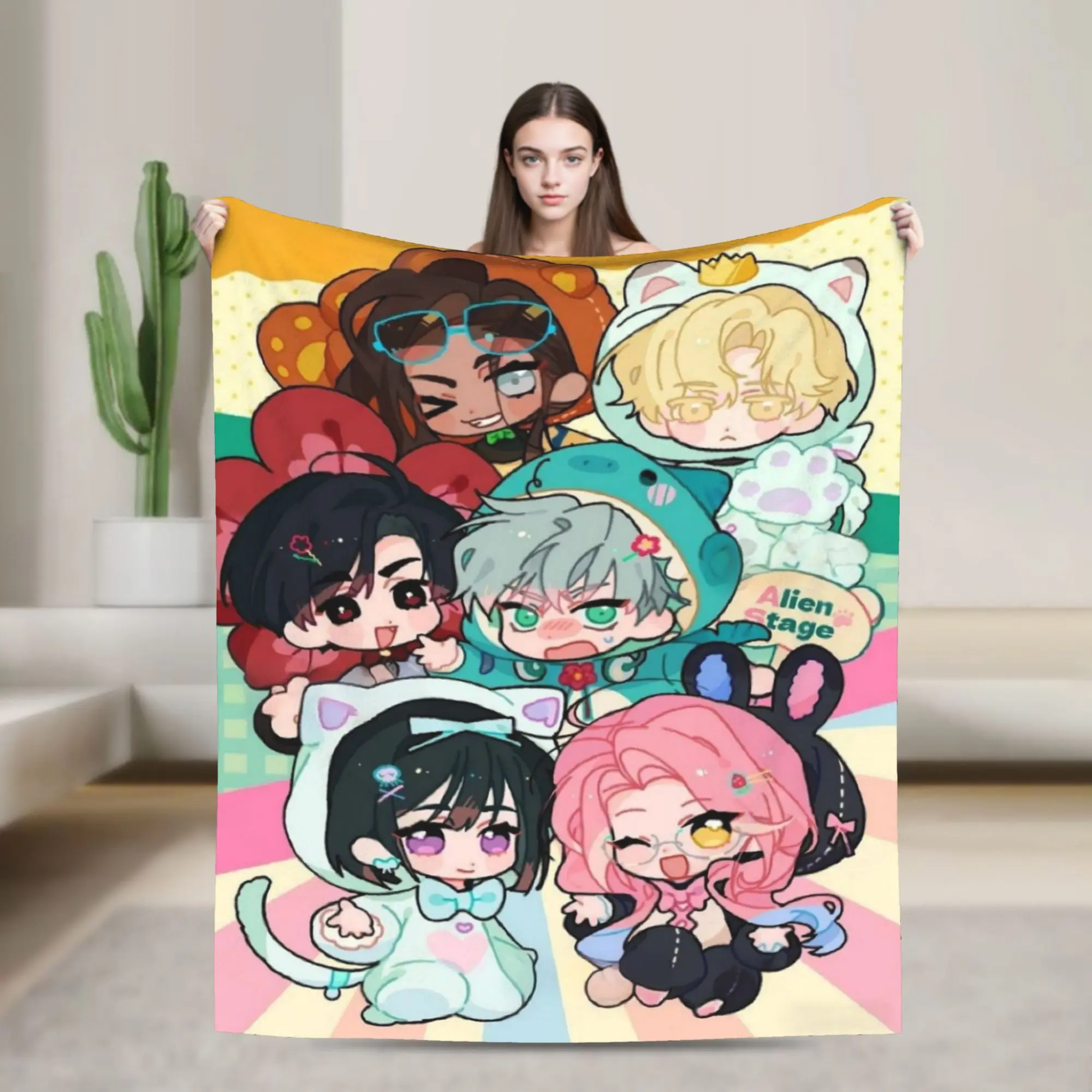 Alien Stage Anime Flannel Blanket VIVINOS MIZI SUA HYUNA Fashion Throw Blankets for Home 150*125cm Bedspread