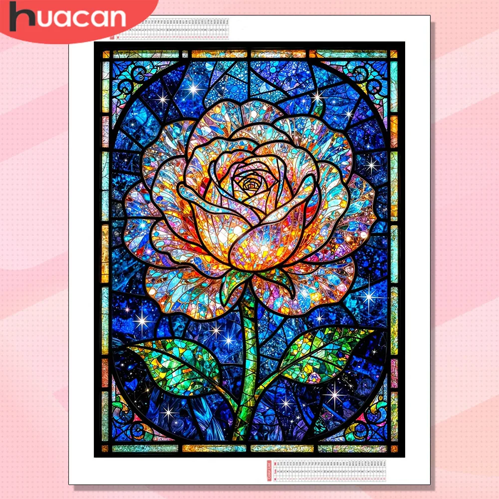 HUACAN Diamantmalerei, Rosenblüten-Stickerei, Diamant-Mosaik, florales Geschenk, Kunsthandwerk, Strass, Heimdekoration