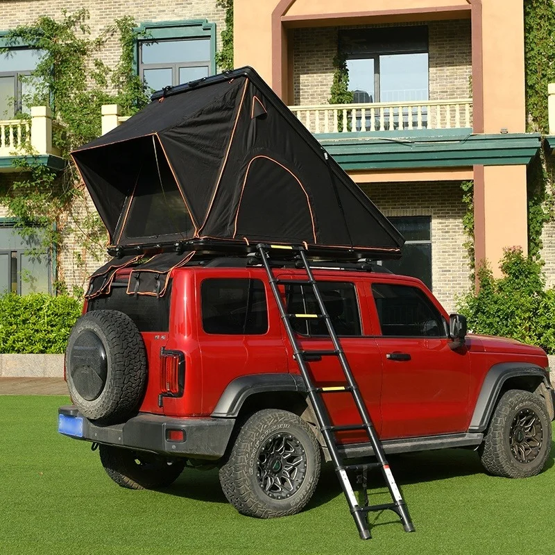 Triangular hard shell roof tent for 2 people Waterproof aluminum alloy Four Seasons double layer Quick automatic opening