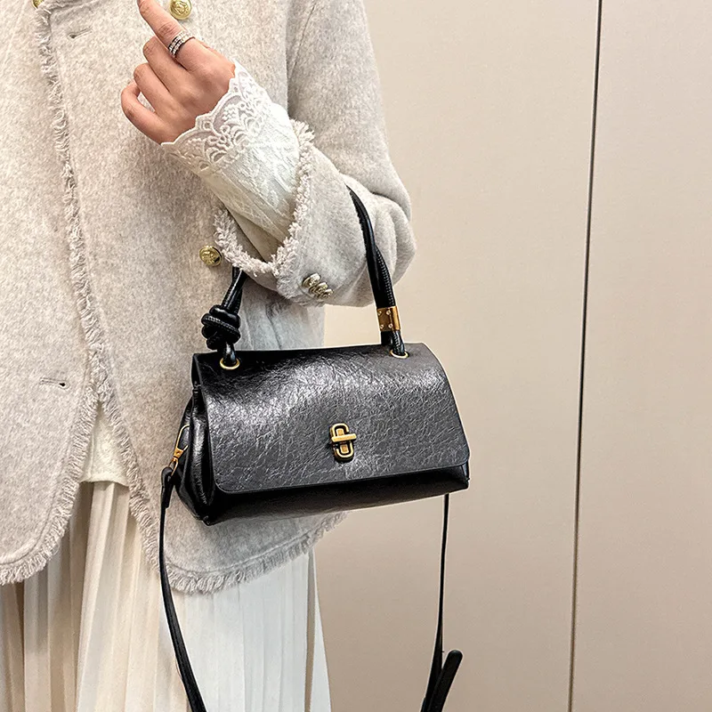 2025년 신상 빈티지 여성용 숄더백, 천연 가죽 멀티웨이 크로스바디 백, 레트로 시크 대용량 토트백 업무용