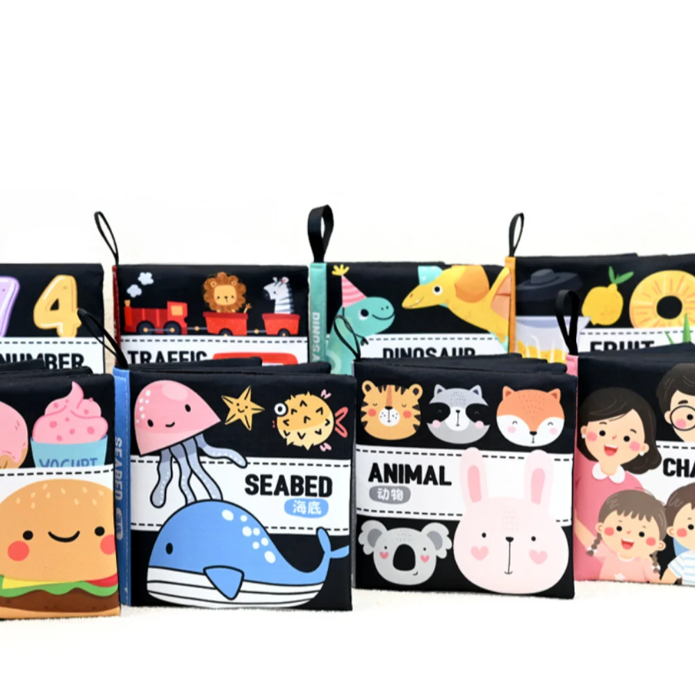 Książeczka materiałowa dla dzieci, kolorowa, 0-6 lat, edukacyjna książeczka materiałowa, wczesna edukacja, zabawka-puzzle, książeczki z ilustracjami z kreskówek dla maluchów