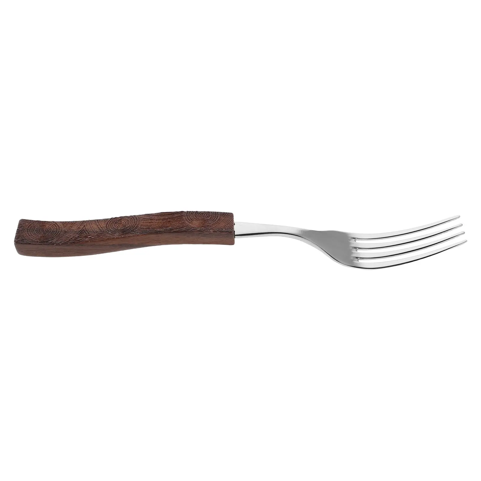Walnut Wood Handle Stainless Steel Dinner Fork Elegant Carved Design for Home Restaurant Formal Casual Dining Salad Pasta