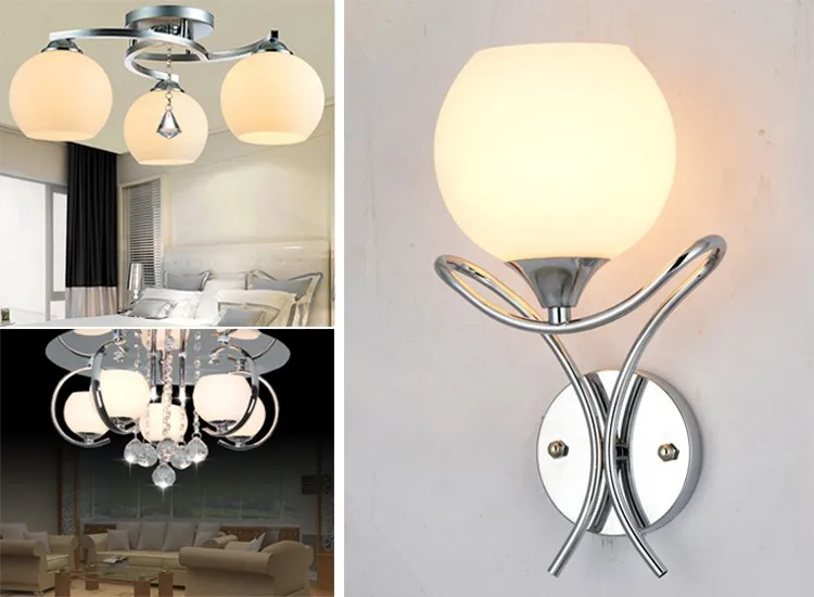D4cm D3cm Opening White Globe Glass Lamp Shade E27 E14 Milky Glass Lampshade Replacement Part Lighting Accessory for Chandelier