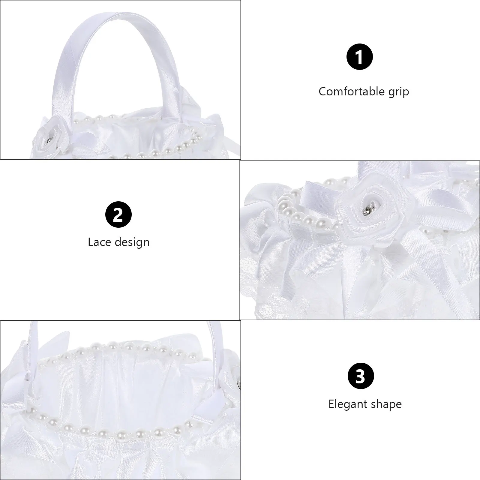 

1pc Lace White Western Style Flower Container For Wedding Petals Storage Bridal Ceremony Decorative Flower Holding Basket