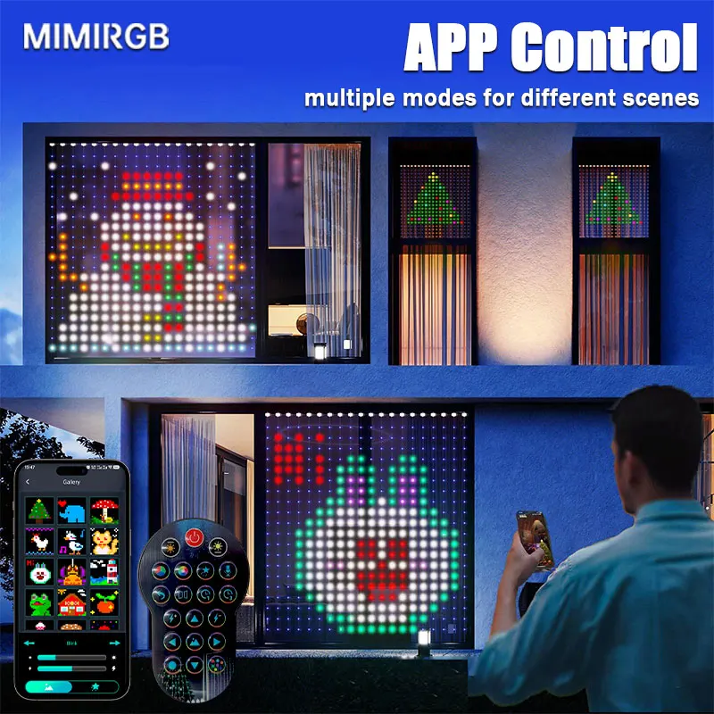 

App Curtain String Light DIY Picture Text Display Led Fairy Light Garland RGB LED String Light Curtain Lights Wedding Decor