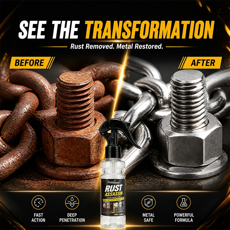 Rust Assassin Instant Rust Remover Spray 120ml Deep Penetrating Anti‑Rust Protector Safe Tools Bike Chains Garden Metal Hardware