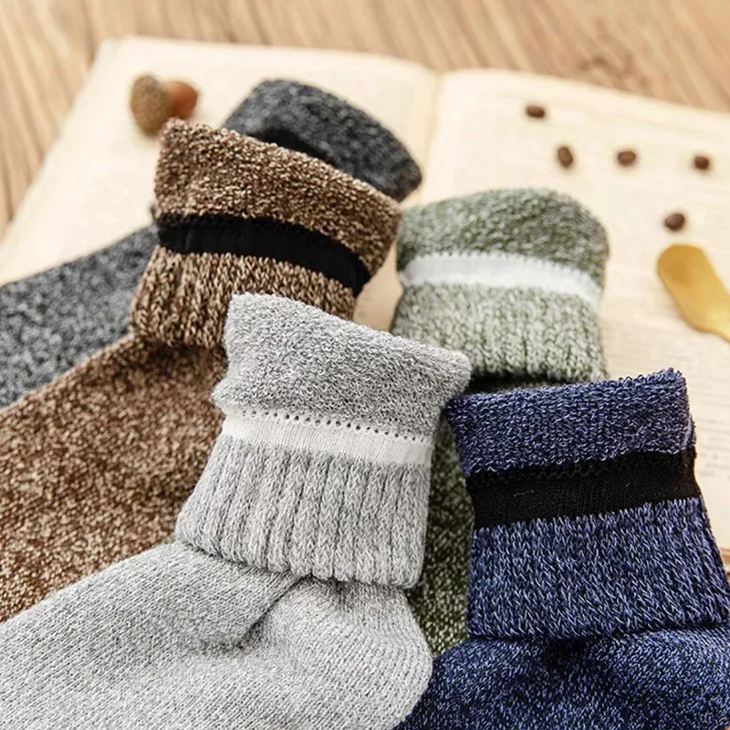 5Pairs Super Thick Winter Woolen Merino Socks for Men Towel Thermal Warm Sport Socks Cotton Male\'s Cold Snow Boot Terry Sock