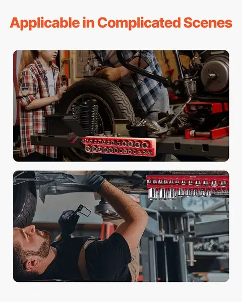 Magnetische Socket Organizer Set 3PCS Magnetische Socket Trays Rood voor SAE