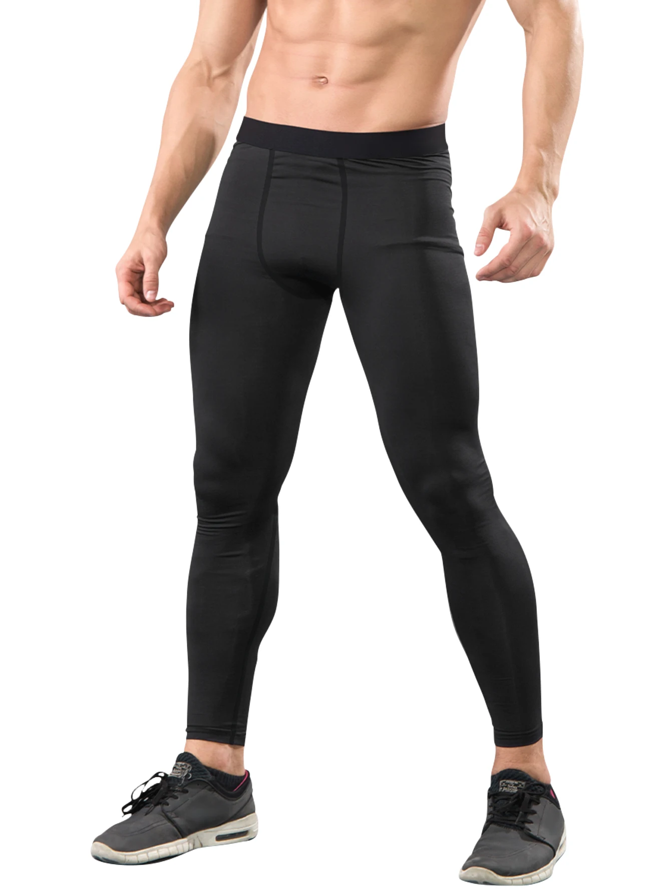 

Мужские спортивные тайтсы — длинные брюки для бега для фитнеса, баскетбольных тренировок — быстросохнущие эластичные компрессионные брюки