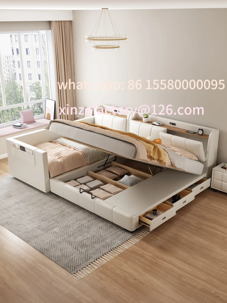 

Customizable tatami leather bed with extra storage