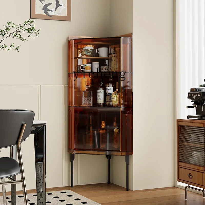 V8 Luxuriöser Eckschrank, Eckregal aus Acryl, Dreieckiger Schrank, Wohnzimmer-Eckweinschrank