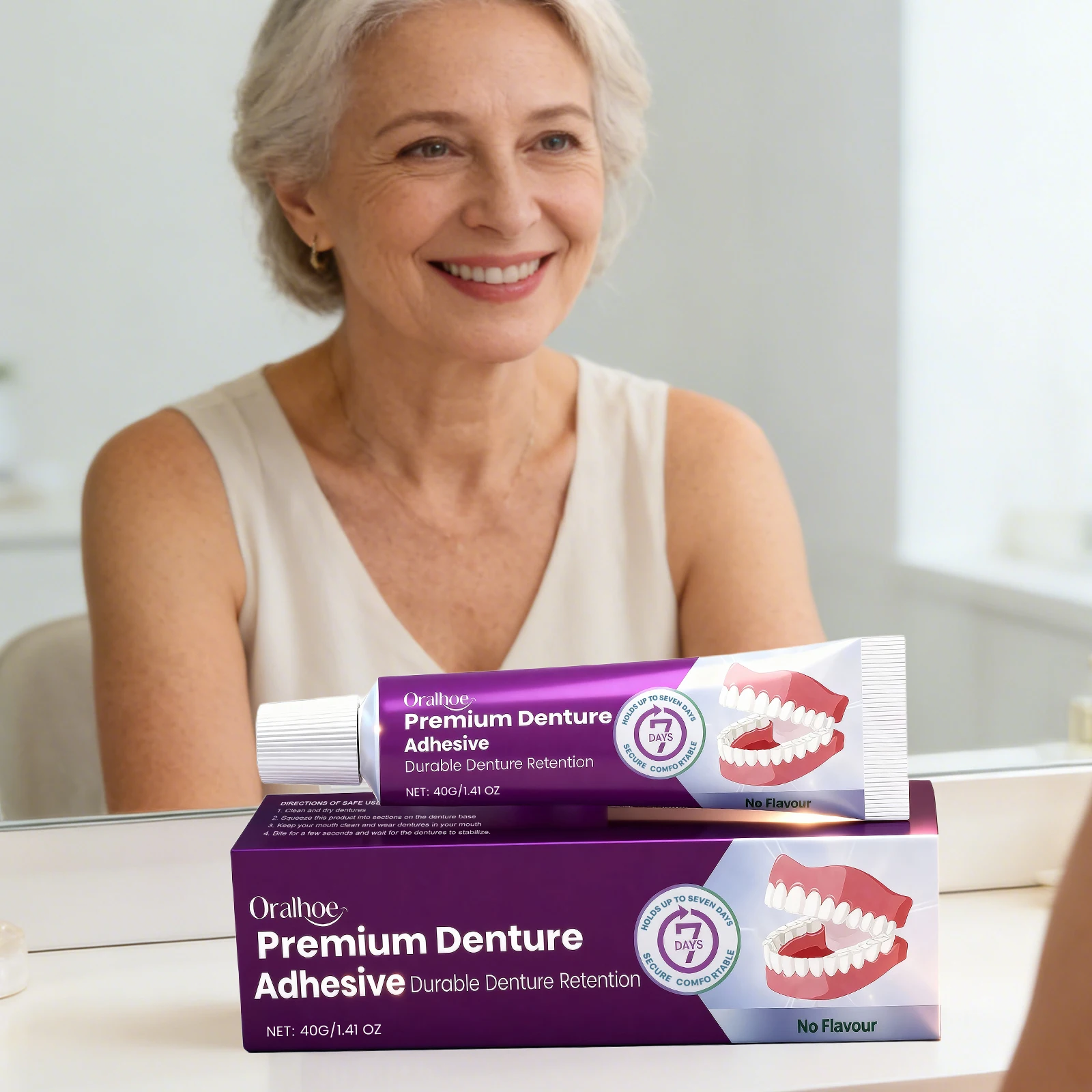 المواد اللاصقة المريحة لأطقم الأسنان الثابتة طقم أسنان من البلاستيك الحراري سيليكون صحة الفم الدائمة يمنع تخفيف طقم الأسنان العناية بالفم #2