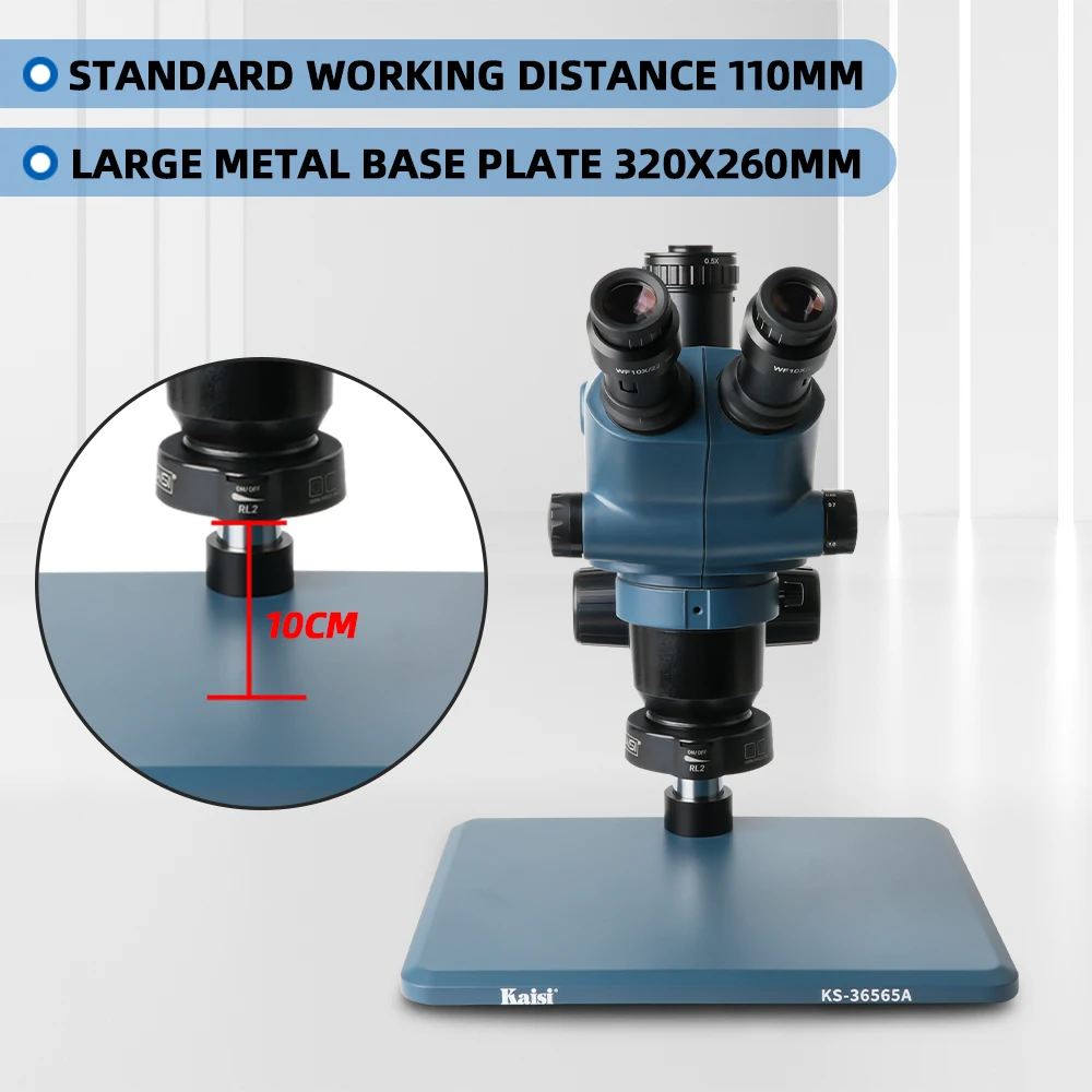 miyo Kaisi 36565A 6.5-65 Zoom Trinocular Microscope 4K HD Large Base