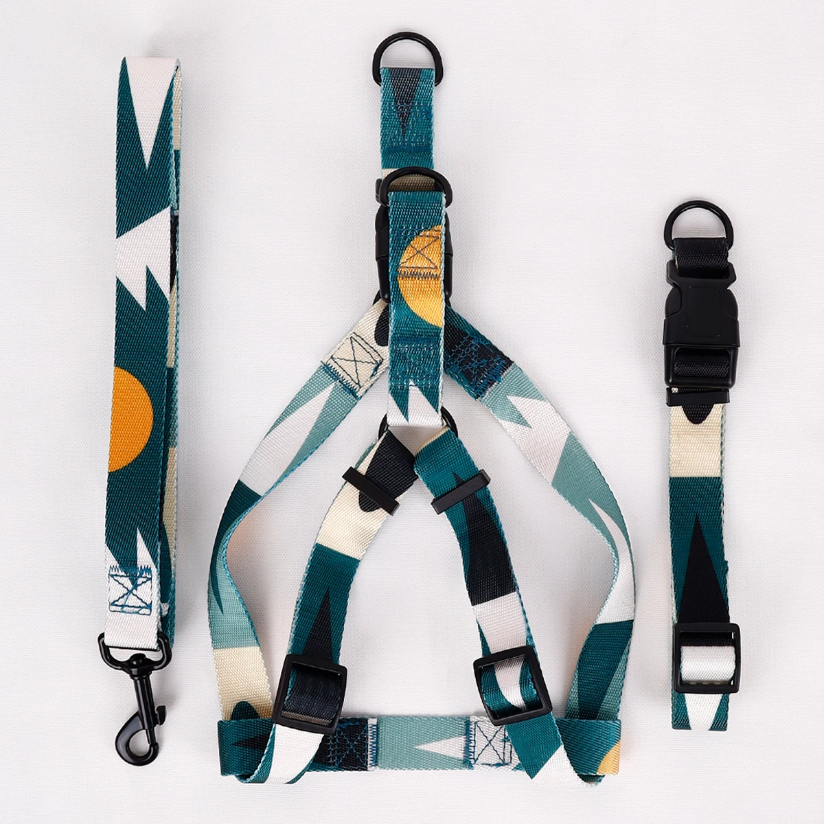 1PC Pet Abstract Chest And harness Set, Dog Webbing Leash, Dog Walking Leash, Dog Collar Three-piece Set