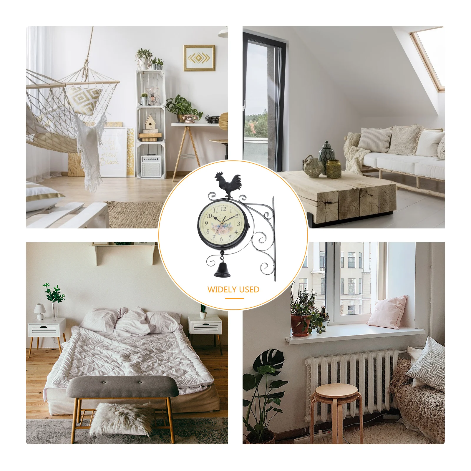 

1Pcs Retro Style Wall Clock European Double Sided Iron Art Hanging Clock Silent Vintage Wall Decoration for Home Office Cafe