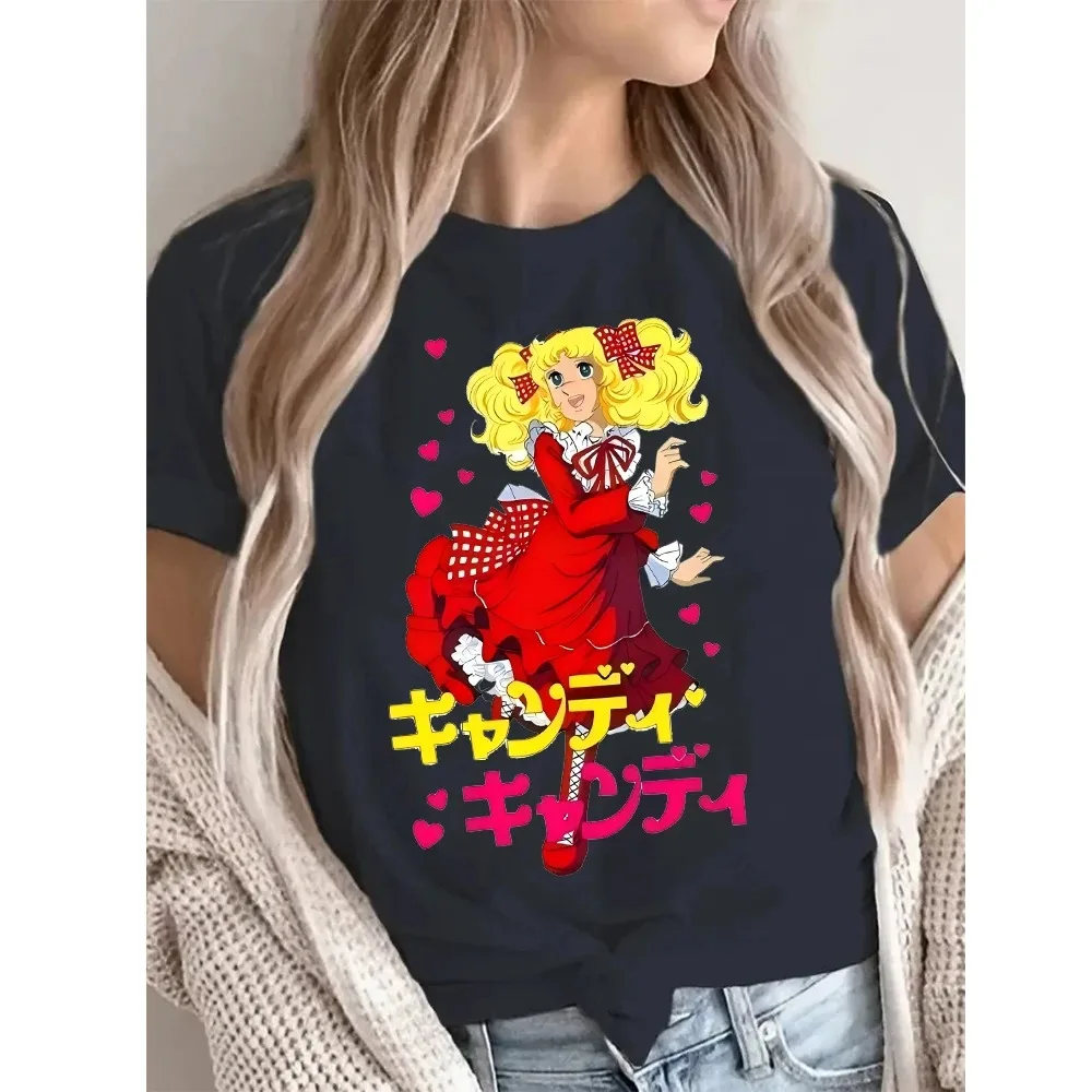 Candy Cartoon Print Streetwear T-Shirt Harajuku Kleidung Mode Mädchen T-Shirt Kurzarm Sommer Tee Lässiges Damen O-Neck Top – Detail 5