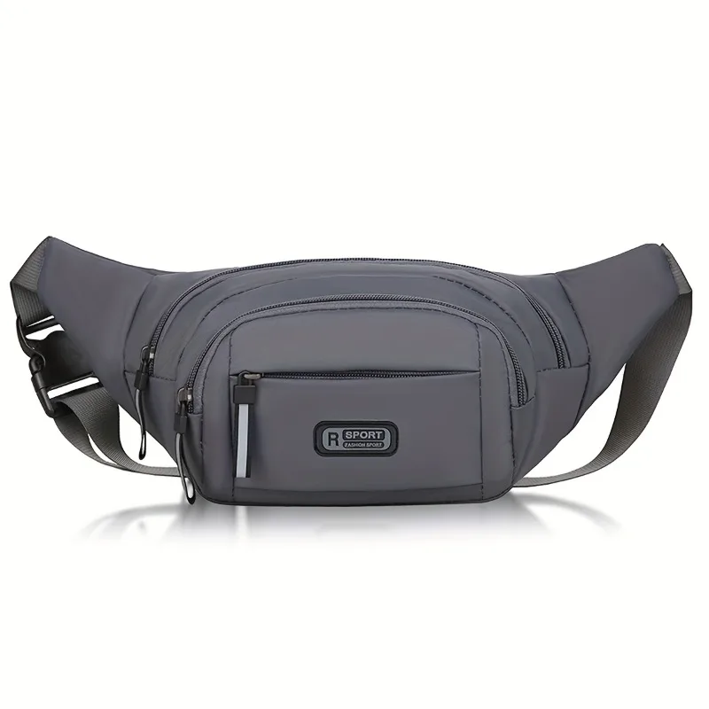 

Men's nylon waist bag, lightweight crossbody bag for sports, outdoor exploration, and travel, anti-theft zipper storage bag