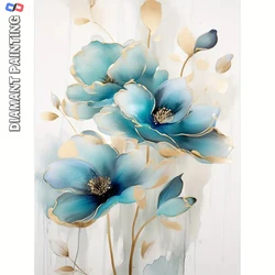 5D Frameless Diamond Painting Kit, Light Luxury Style Blue Flower Pattern, DIY Handicrafts, Suitable For Home Decoration, Gift