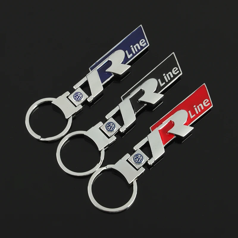 1pcs Metal Car Keychain Pendant Double sided Key Ring Chain for Volkswagen VW R line Golf 7 MK7 Golf 6 MK6 Tiguan Polo CC Jetta