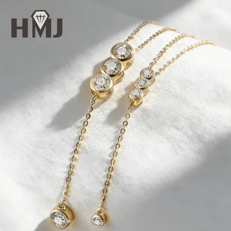 Classic Bubble Necklace D Color Round Moissanite Diamond S925 Silver Plated Dainty Chain for Enegament Party Daily Perfect Gift