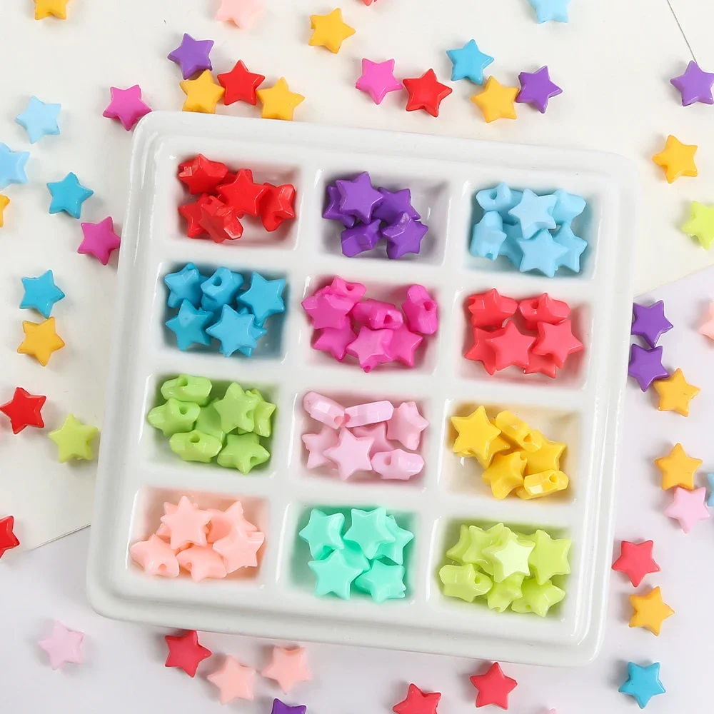 

50pcs 9mm Stars Shape Beads Acrylic Spacer Beads For Jewelry Making DIY Charms Bracelet Necklace Accessories