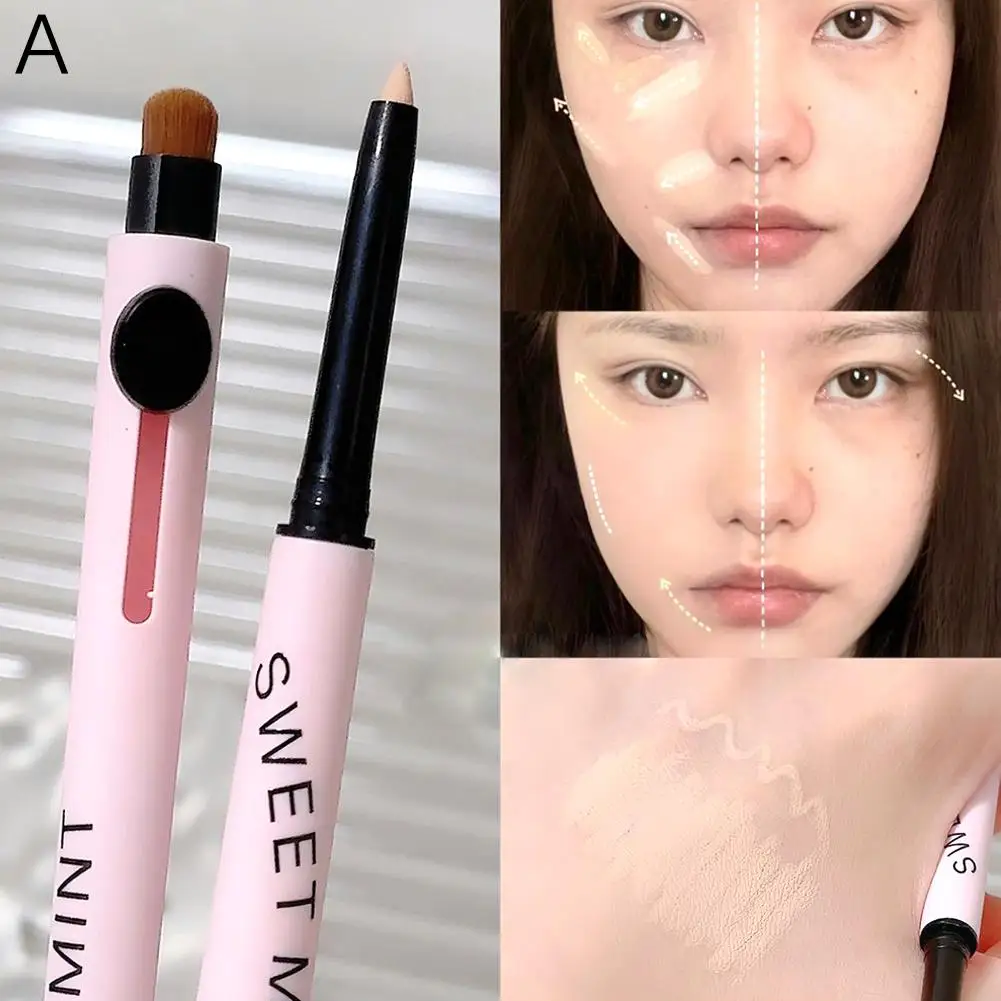 With Brush Matte Concealer Tip Pen High Coverage Nude Moisturizing Oil Control NonSmudge Concealer Base Cream Cover Dark Circles