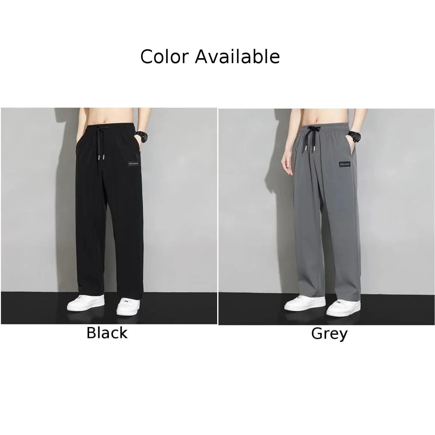 Men Trousers Loose Straight-Leg Casual Long Pants Thin Quick-Drying Sports Pants Men's Mid-waist Sports Pants Breathable Pants