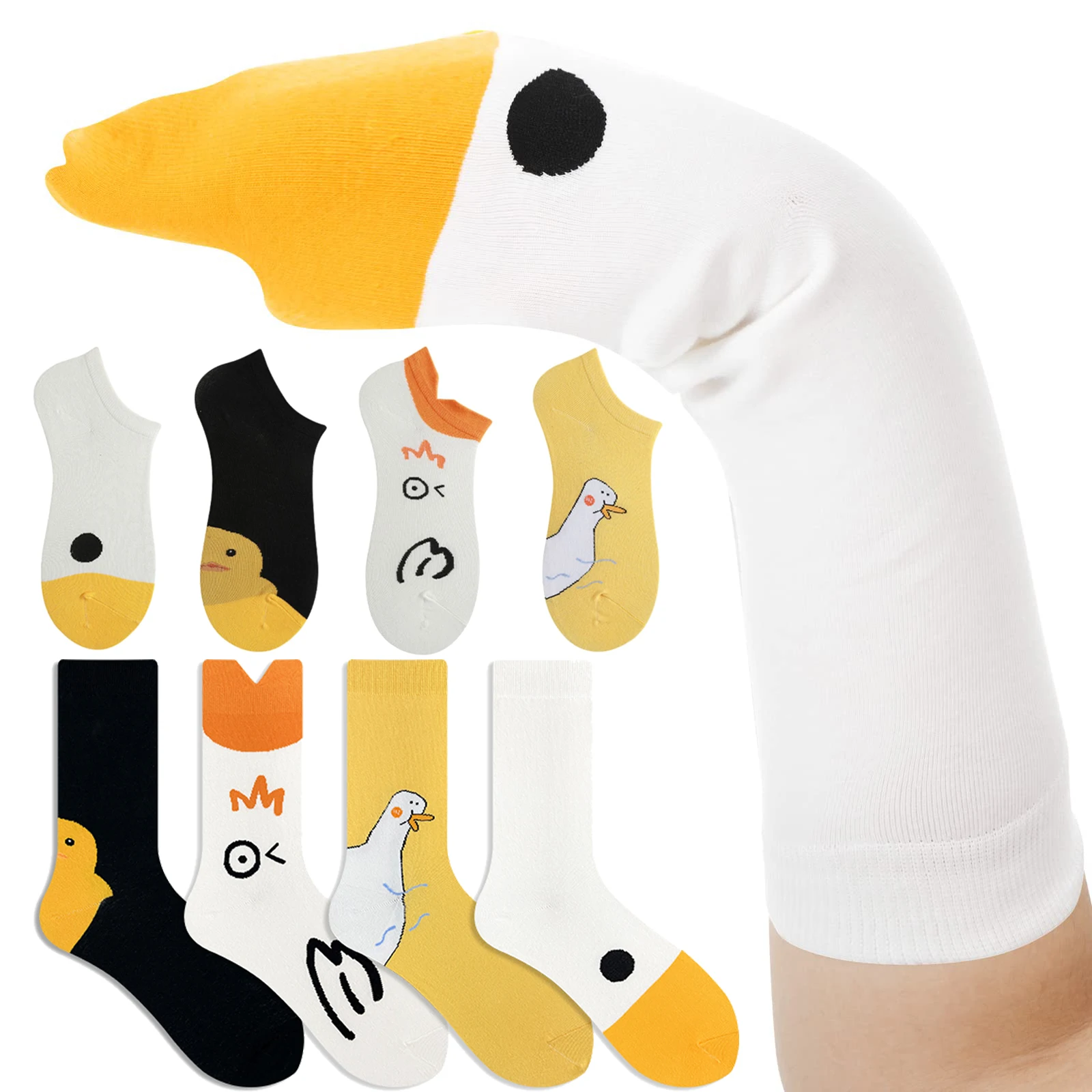 Funny Goose Duck Printed Long /Short Socks Women Cartoon Animal Sock Winter Spring Mid Tube Cotton Sock for Sports Casual Socks