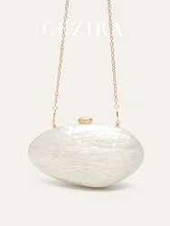 Fashion Women’s Glamorous Elegant Novelty Shell Shaped Clutch Solid Color Acrylic Long Chain Evening Bag Party Dinner Banquet