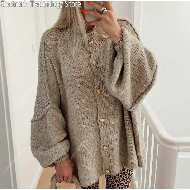 Casual Cardigan Women Sweater Loose Single Breasted O-neck Fashion Sweaters 2024 Autumn Office Female All-match Top Coat