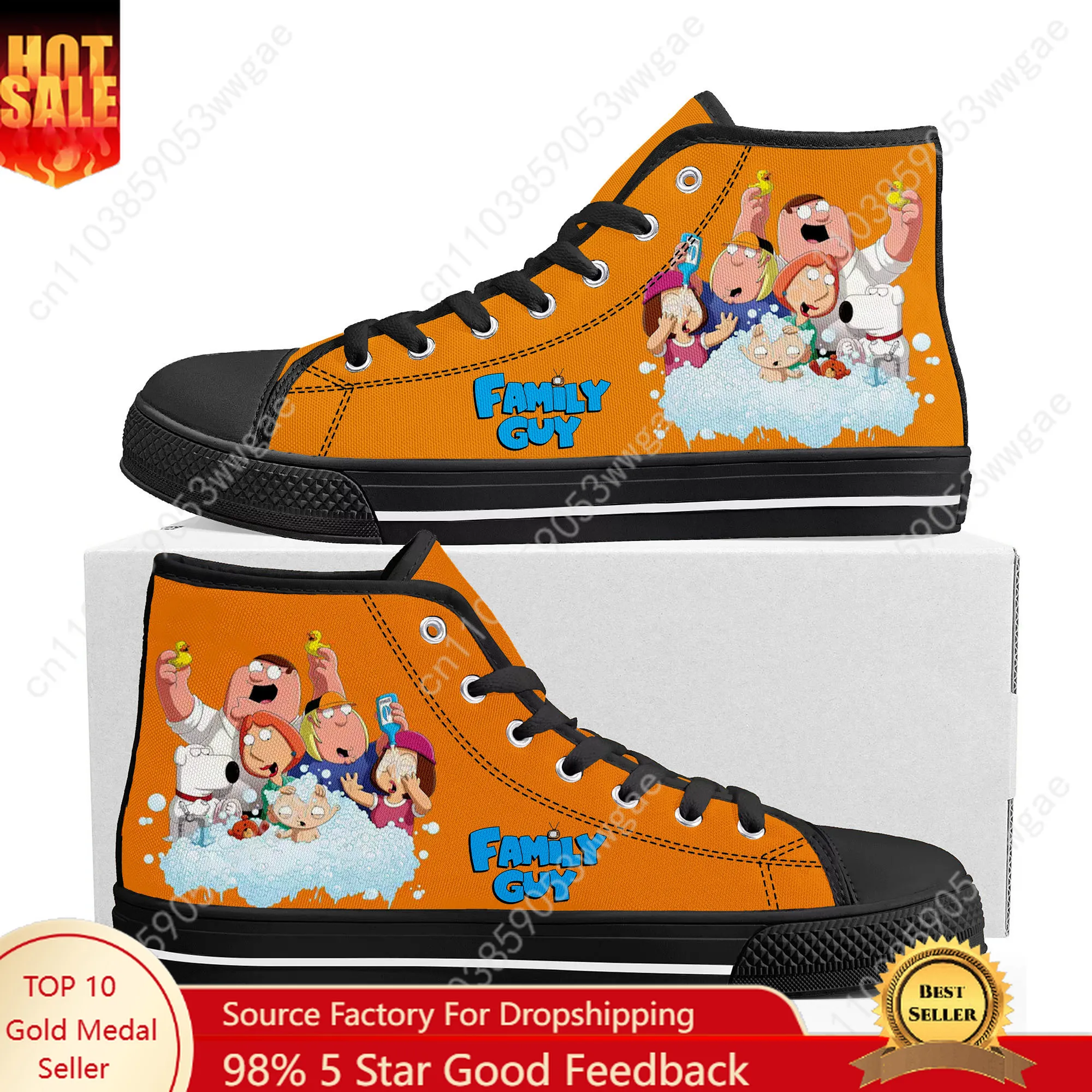 

Family Guy High Top Sneaker Mens Womens Teenagers High Quality Canvas Sneaker Fashion Casual Couple Shoes Anime Custom Made Shoe