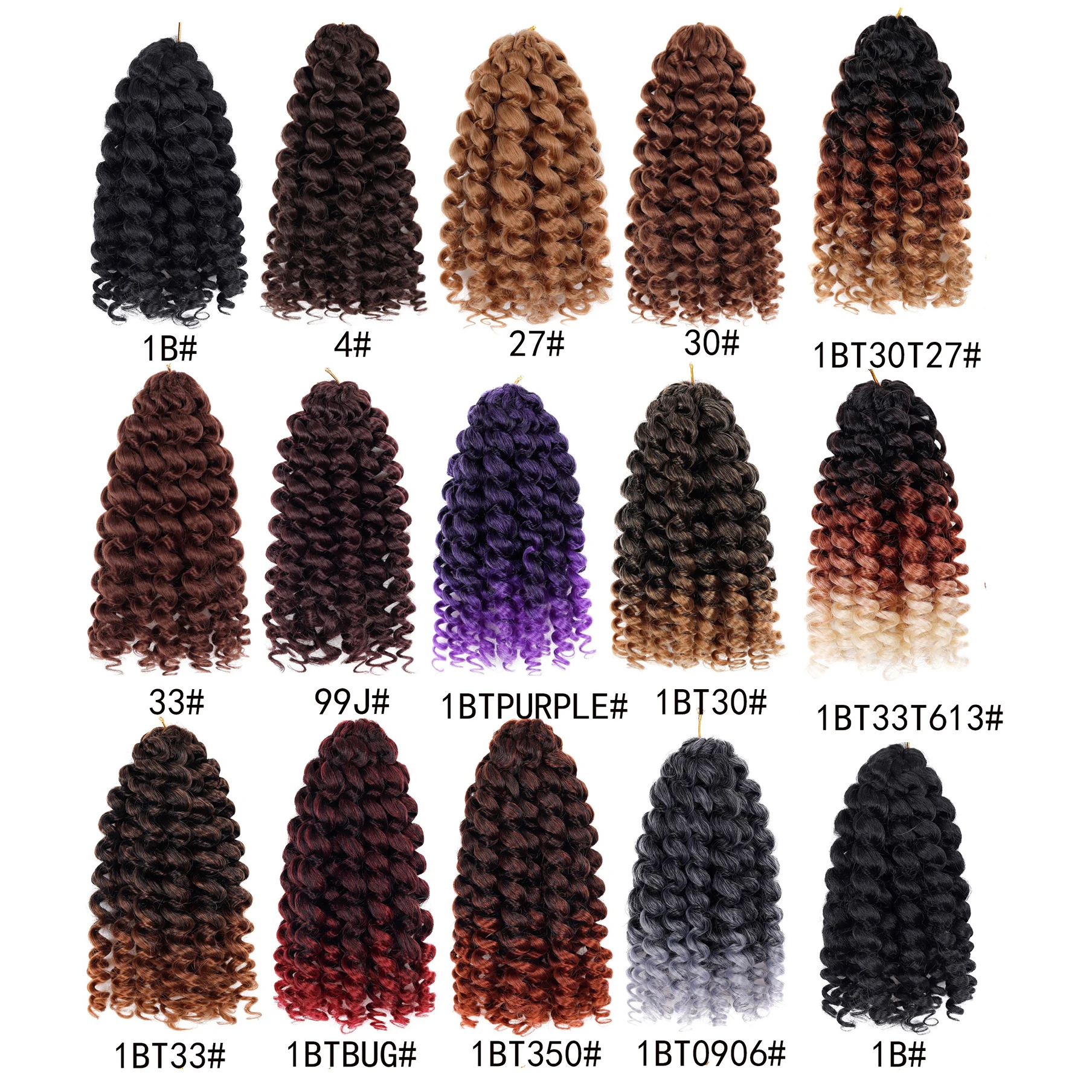 Jeedou GoGo الضفيرة الكروشيه الشعر موجة المياه تجديل للنساء أومبير أسود قصير الشاطئ الضفيرة الاصطناعية وصلات شعر تويست عميقة #3