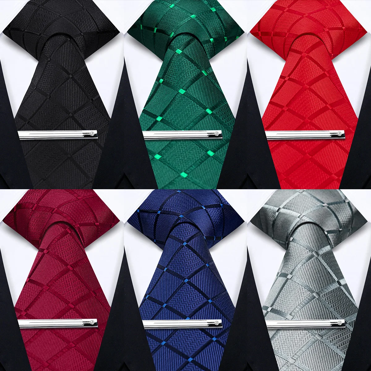 conjunto-de-gravata-e-prendedor-de-gravata-masculino-de-luxo-gravata-xadrez-verde-e-preta-para-negocios-e-casamentos-gravatas-de-alta-qualidade-em-jacquard-tecido