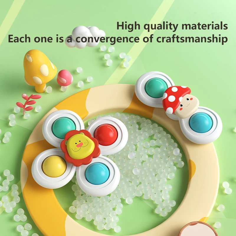 子供のための漫画の動物のスピナーおもちゃ,吸盤,赤ちゃんの窓のおもちゃ,ハイチェア,テーブル,旅行用バスギフト,3個セット