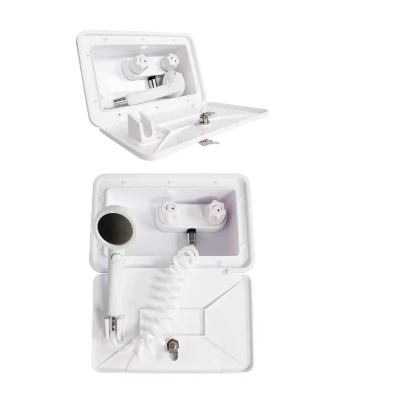 RV Retrofit Accessories Trailer External Shower Nozzle and Box with ABS Material UV Resistant for Outdoor Hand Vegetable Washing