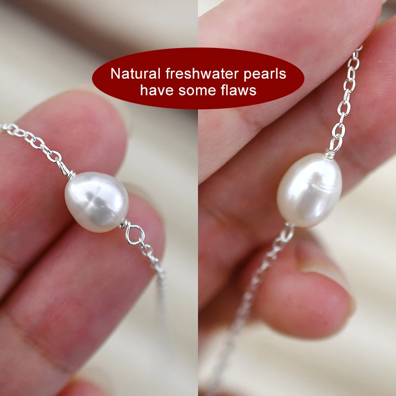 ASHIQI Natural Freshwater Pearl Double Necklace 925 Sterling Silver Chain for Women Female Pearl Choker Fashion Jewelry