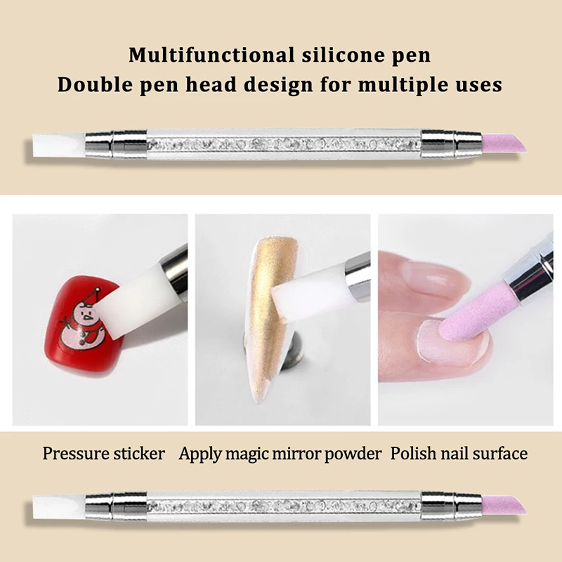 1Pcs Doppel Ende Multi-funktionale Silikon Nagel Stift Quarz Häutchen Nagellack Stick Schleifen Dead Skin Remover für Nagel Stift