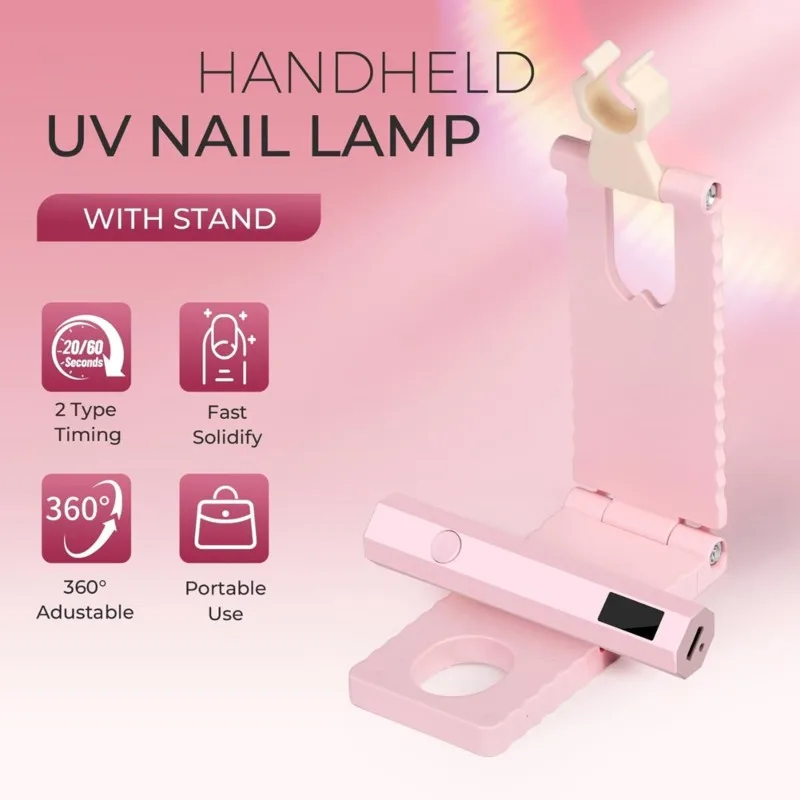 VALUE/MONEY Convenient Handheld UV/LED Nail Lamp Set Handheld Light with Stand LCD Display USB Gel Nail Dryer for Quick Curing
