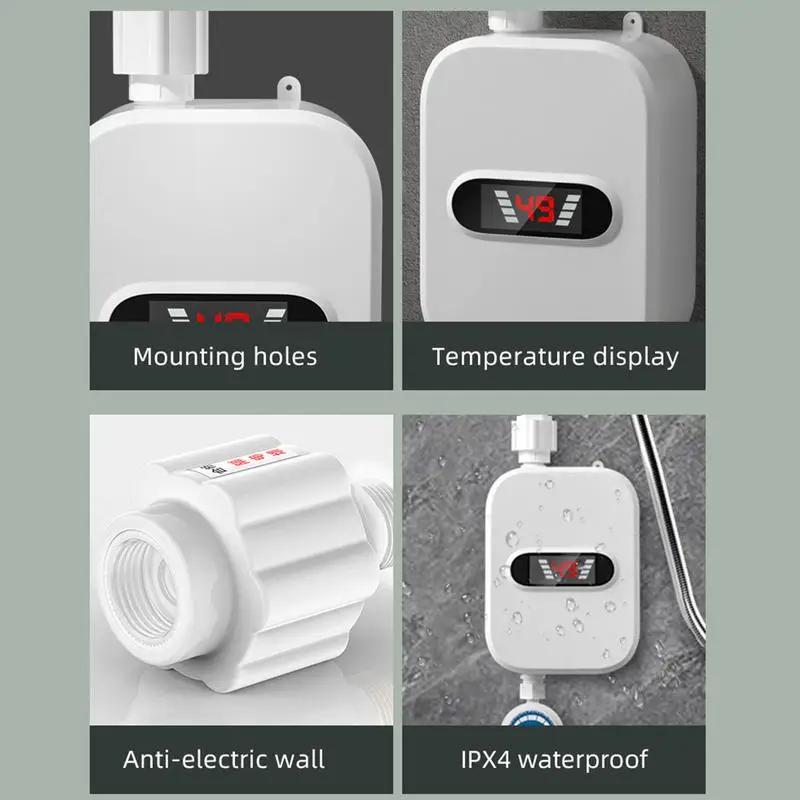 Instant Electric Tankless Hot Water Heater Remote Instantaneous Heating Tap Shower Machine LED Temperature Display Bathroom