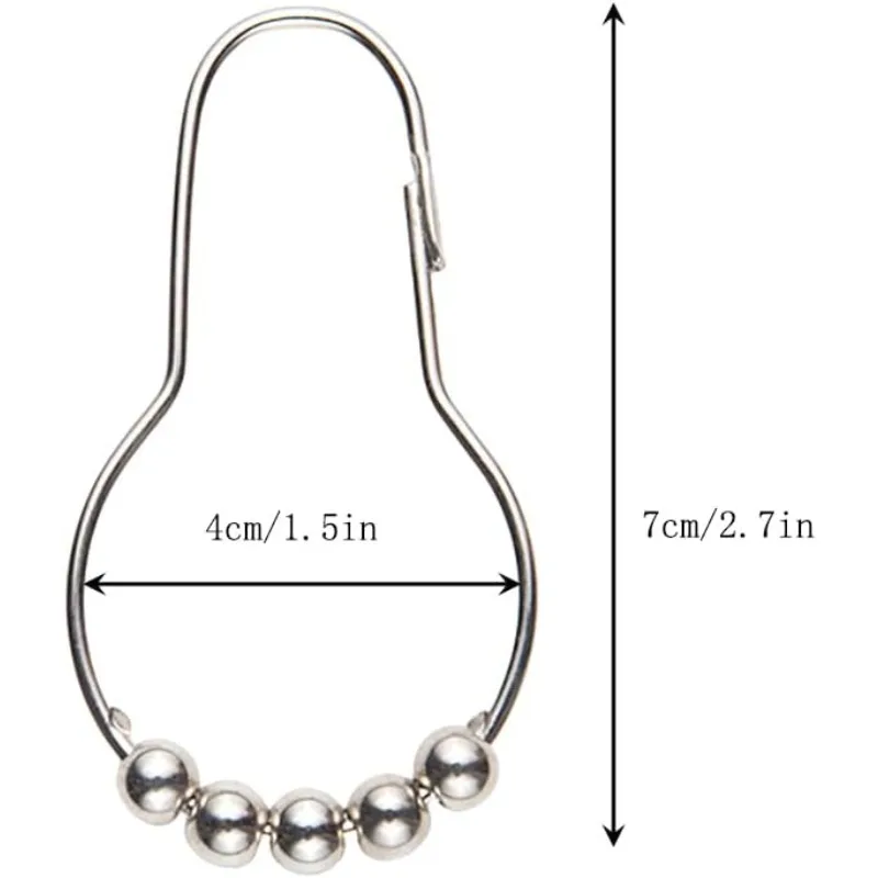 Shower Curtain Hooks, Decorative Rust Proof Stainless Steel Shower Curtain Hooks for Bathroom Shower Rods Set of 12, Polished Nickel (Chrome，12pcs)