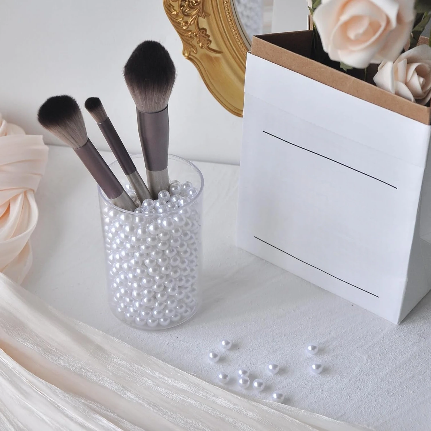 2-18mm Weiße Beige ABS-Imitationsperlen Ohne Loch Mehrgrößen Runde Lose Perlen Für DIY-Bastelarbeiten Ornamente Kleidungszubehör – Detail 4