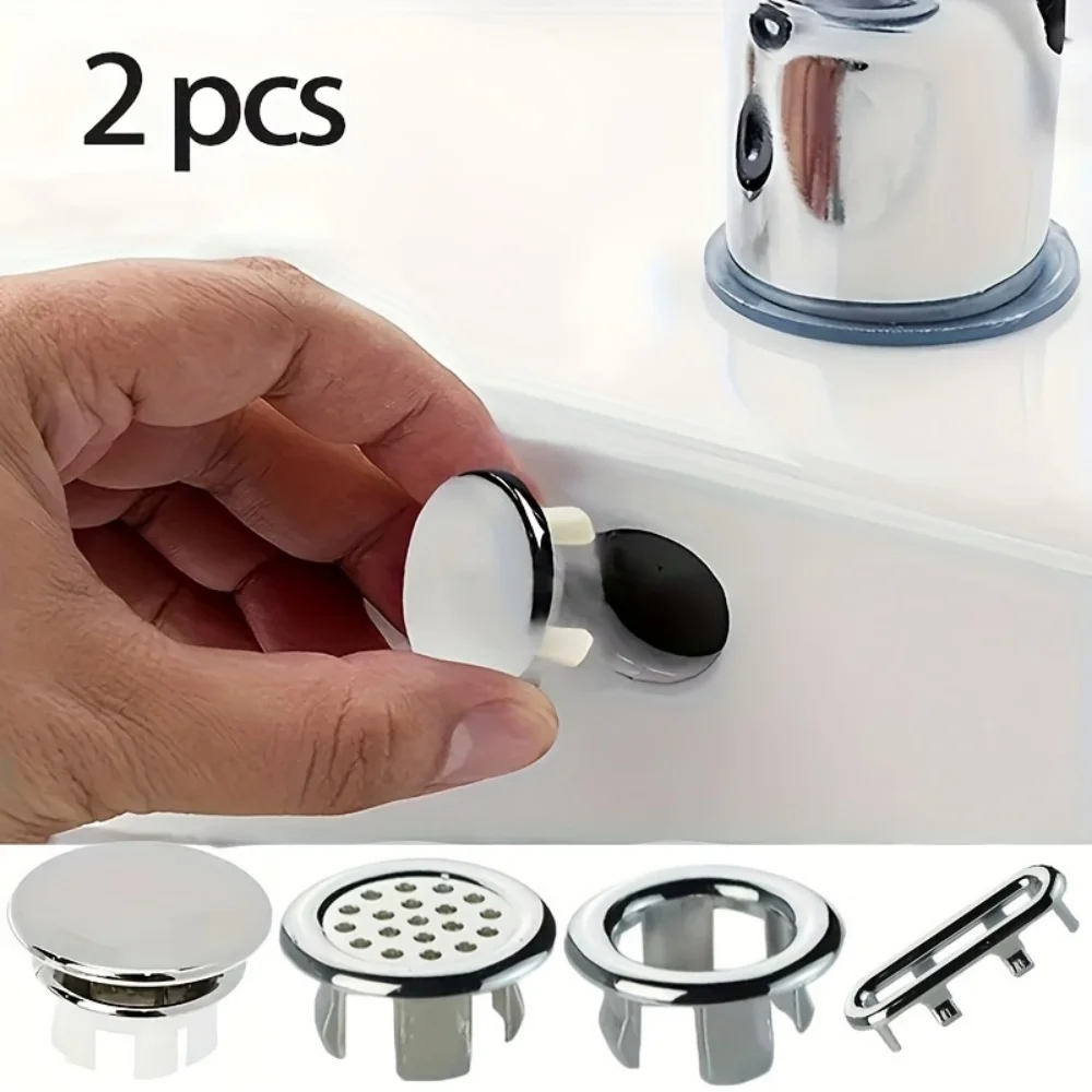 Paquete de 2 Tapas de Desagüe de Plástico para Lavabo de Baño, Adecuadas para Desagües de Cocina y Bañera, Anillo de Desagüe Redondo
