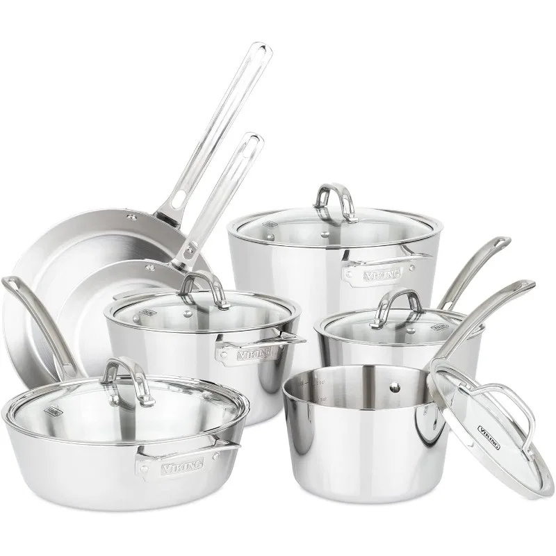 

Stainless steel cookware set with glass lid, dishwasher, oven and all stovetop safe (including induction) cooking pots set