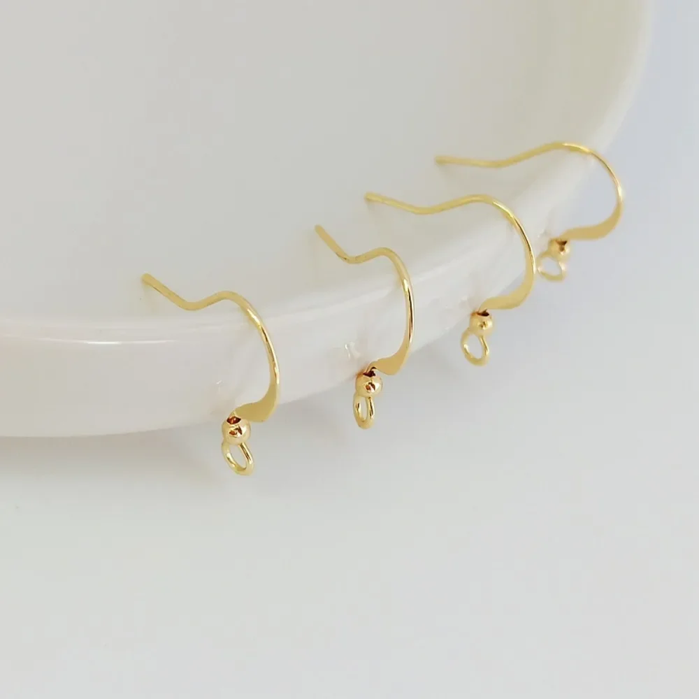 

14K Gold-plated Copper with Gold Plating and Beaded Flat Earhook Earrings and Pendants, Diy Jewelry, Ear Accessory Materials