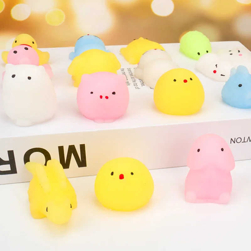 No Repeat 5pcs Mini Cute Anti Stress Animals Squishy Cat Dog Duck Bear Squeeze Healing Kids Kawaii Reliever Animal Novelty Toys