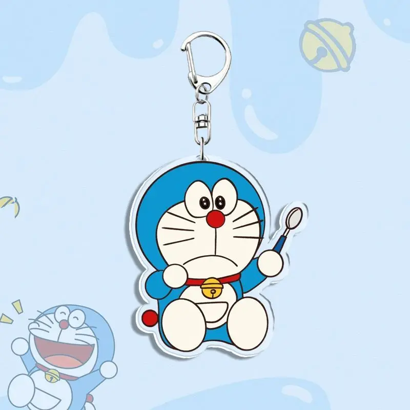 New Doraemon Keychain High-value Animation Cartoon Double-sided HD Printing Creative Student Schoolbag Car Pendant Decoration
